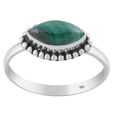 Gorgeous Rawa Work Around Malachite Marquise Shape 925 Sterling Solid Silver Ring - R3403343-12