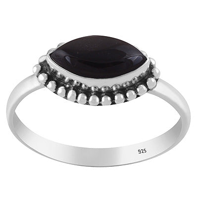 Gorgeous Rawa Work Around Black Onyx Marquise Shape 925 Sterling Solid Silver Ring - R3403343-14