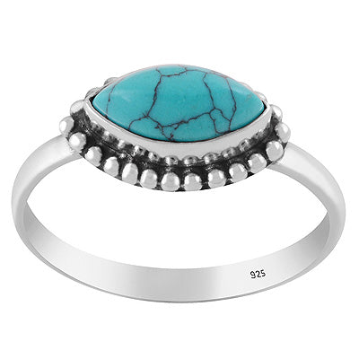Gorgeous Rawa Work Around Turquoise Marquise Shape 925 Sterling Solid Silver Ring - R3403343-3