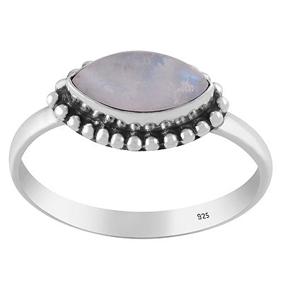 Gorgeous Rawa Work Around Rainbow Moonstone Marquise Shape 925 Sterling Solid Silver Ring - R3403343-4