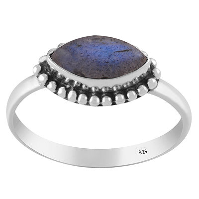Gorgeous Rawa Work Around Labradorite Marquise Shape 925 Sterling Solid Silver Ring - R3403343-5