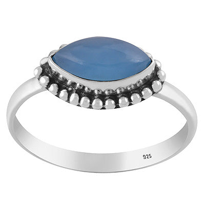 Gorgeous Rawa Work Around Blue Chalcedony Marquise Shape 925 Sterling Solid Silver Ring - R3403343-9