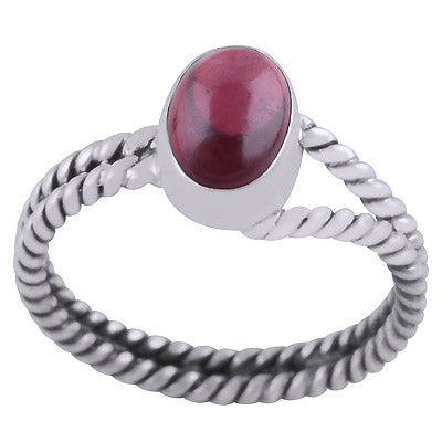 Beautiful Twisted Wire Work Around Garnet Oval Shape 925 Sterling Solid Silver Ring - R3403344-2