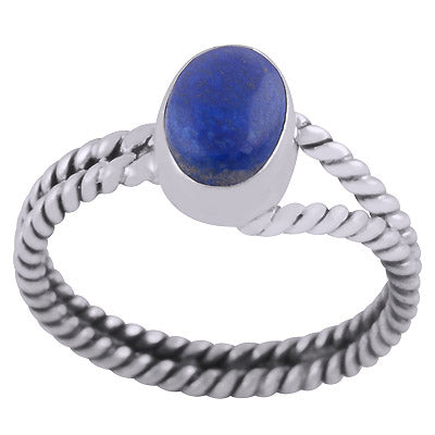 Beautiful Twisted Wire Work Around Lapis Oval Shape 925 Sterling Solid Silver Ring - R3403344-6