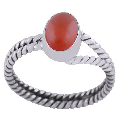 Beautiful Twisted Wire Work Around Carnelian Oval Shape 925 Sterling Solid Silver Ring - R3403344-7