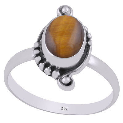 Gorgeous Oxdised Handcrafted Work Around Tiger's Eye Oval Shape 925 Sterling Solid Silver Ring - R3403346-11