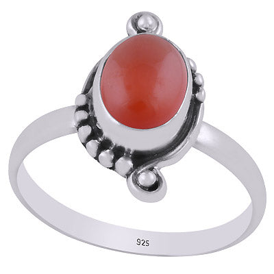 Gorgeous Oxdised Handcrafted Work Around Carnelian Oval Shape 925 Sterling Solid Silver Ring - R3403346-7