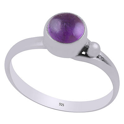 Stunning Rawa Work Around Amethyst Round Shape 925 Sterling Solid Silver Ring - R3403368-1