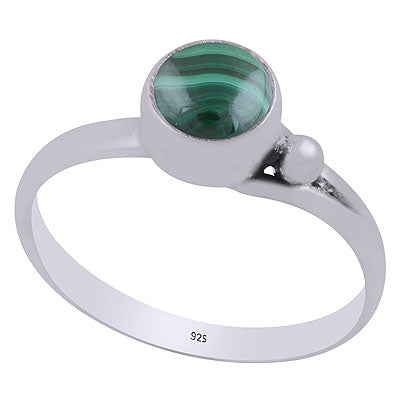 Stunning Rawa Work Around Malachite Round Shape 925 Sterling Solid Silver Ring - R3403368-12