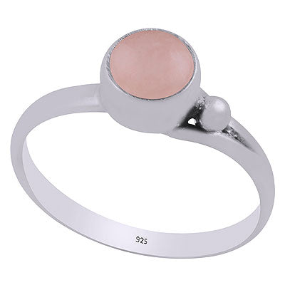 Stunning Rawa Work Around Rose Quartz Round Shape 925 Sterling Solid Silver Ring - R3403368-13