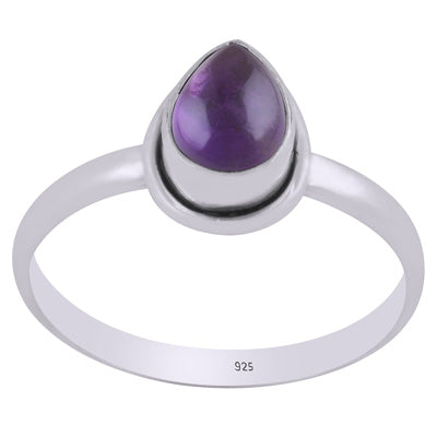 Gorgeous Handcrafted Amethyst Pear Shape 925 Sterling Solid Silver Ring - R3403369-1