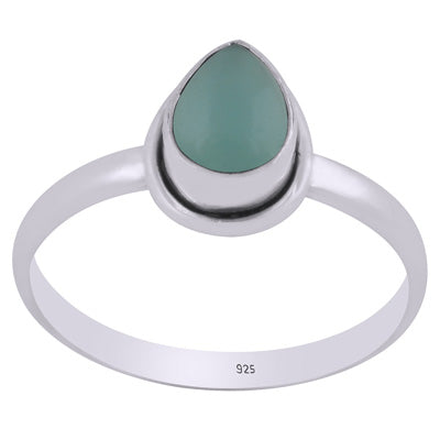 Gorgeous Handcrafted Aqua Chalcedony Pear Shape 925 Sterling Solid Silver Ring - R3403369-10