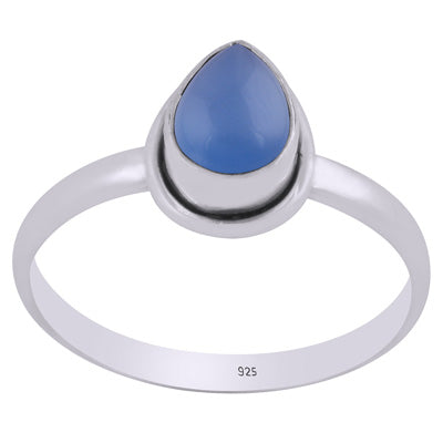 Gorgeous Handcrafted Blue Chalcedony Pear Shape 925 Sterling Solid Silver Ring - R3403369-9