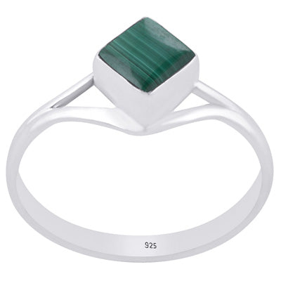 Gorgeous split shank around Malachite Rhombus Shape 925 Sterling Solid Silver Ring - R3403370-12