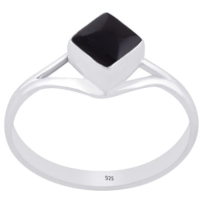 Gorgeous split shank around Black Onyx Rhombus Shape 925 Sterling Solid Silver Ring - R3403370-14