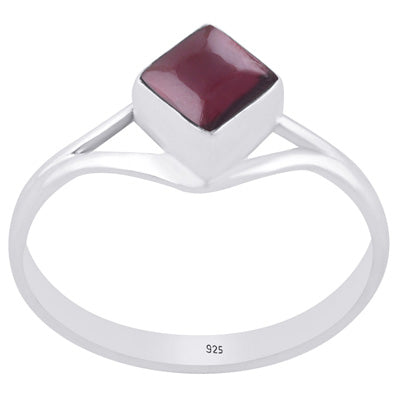 Gorgeous split shank around Garnet Rhombus Shape 925 Sterling Solid Silver Ring - R3403370-2