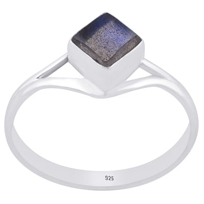 Gorgeous split shank around Labradorite Rhombus Shape 925 Sterling Solid Silver Ring - R3403370-5