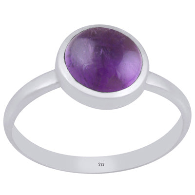 Magnificent Plain Amethyst Round Shape 925 Sterling Solid Silver Ring - R3403375-51