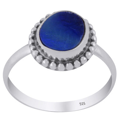 Gorgeous Rawa Work Around Australian Opal Fancy Shape 925 Sterling Solid Silver Ring - R3403376-102