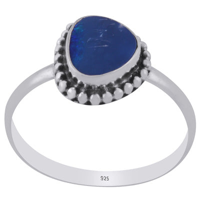Gorgeous Rawa Work Around Australian Opal Fancy Shape 925 Sterling Solid Silver Ring - R3403376-91