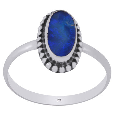 Gorgeous Rawa Work Around Australian Opal Fancy Shape 925 Sterling Solid Silver Ring - R3403376-92