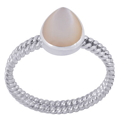 Gorgeous Twisted Shank Around Mother of Pearl Pear Shape 925 Sterling Solid Silver Ring - R3403382-20