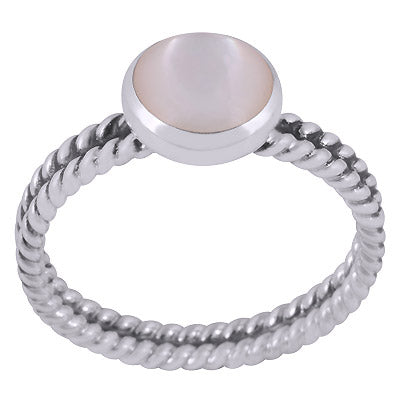 Gorgeous Twisted Shank Around Mother of Pearl Round Shape 925 Sterling Solid Silver Ring - R3403382-9