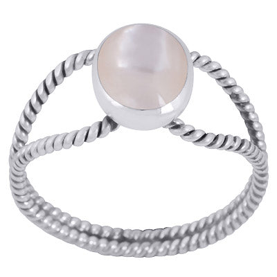 Alluring Handcrafted Shank Around Mother of Pearl Oval Shape 925 Sterling Solid Silver Ring - R3403383-5