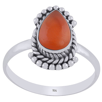 Beautiful Rawa & Wire Work Around Carnelian Pear Shape 925 Sterling Solid Silver Ring - R3403389-7