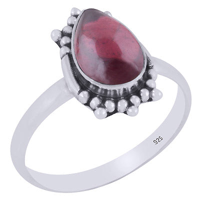 Stunning Rawa Work Around Garnet Pear Shape 925 Sterling Solid Silver Ring - R3403390-2