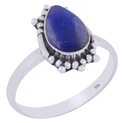 Stunning Rawa Work Around Lapis Pear Shape 925 Sterling Solid Silver Ring - R3403390-6