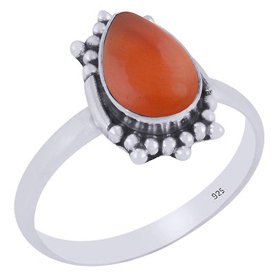 Stunning Rawa Work Around Carnelian Pear Shape 925 Sterling Solid Silver Ring - R3403390-7