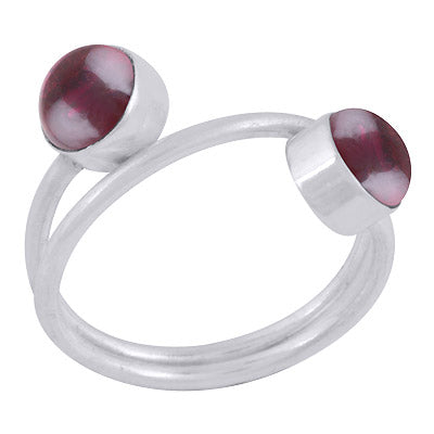 Beautiful Multiple Gemstones Around Garnet Round Shape 925 Sterling Solid Silver Ring - R3403393-2