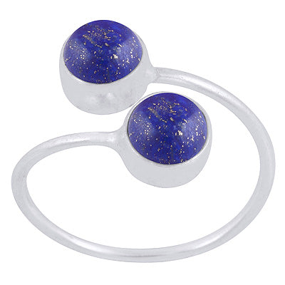 Alluring Multiple Gemstones Lapis Round Shape 925 Sterling Solid Silver Ring - R3403394-6