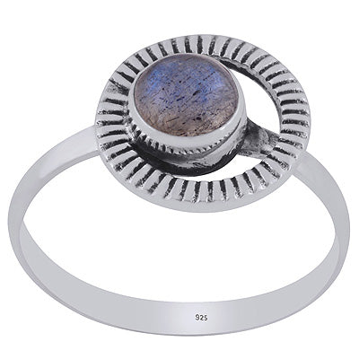 Gorgeous Handcrafted Work Around Labradorite Round Shape 925 Sterling Solid Silver Ring - R3403395-5