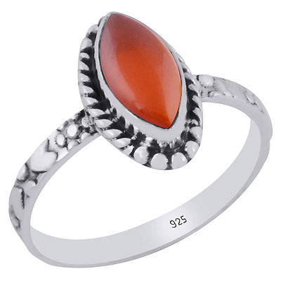 Alluring Handcrafted Work Band Around Carnelian Marquise Shape 925 Sterling Solid Silver Ring - R3403396-7