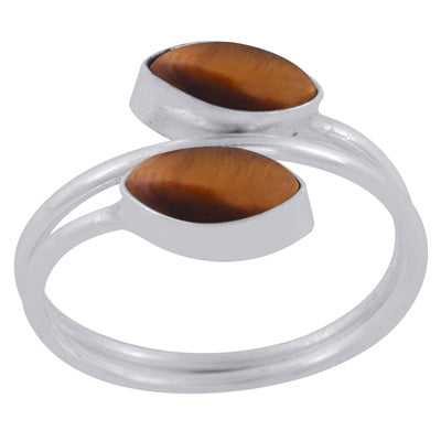 Beautiful Shank Around Tiger's Eye Marquise Shape 925 Sterling Solid Silver Ring - R3403397-11