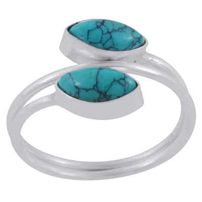 Beautiful Shank Around Turquoise Marquise Shape 925 Sterling Solid Silver Ring - R3403397-3