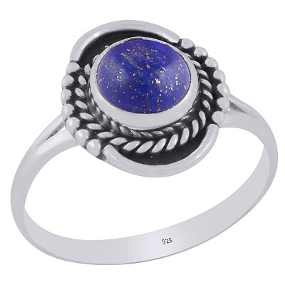 Gorgeous Twisted Wire Work Around Lapis Round Shape 925 Sterling Solid Silver Ring - R3403399-6