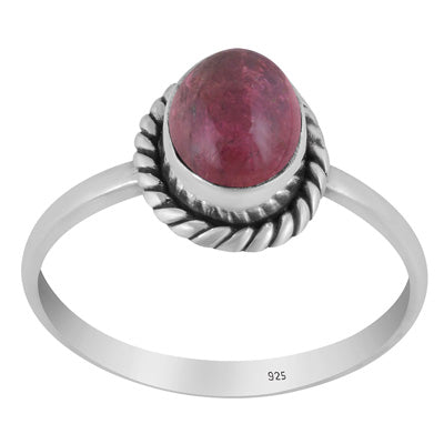 Stunning Twisted Wire Work Around Tourmaline Oval Shape 925 Sterling Solid Silver Ring - R3403404-20