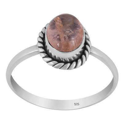 Stunning Twisted Wire Work Around Tourmaline Oval Shape 925 Sterling Solid Silver Ring - R3403404-21
