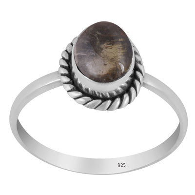 Stunning Twisted Wire Work Around Tourmaline Oval Shape 925 Sterling Solid Silver Ring - R3403404-23