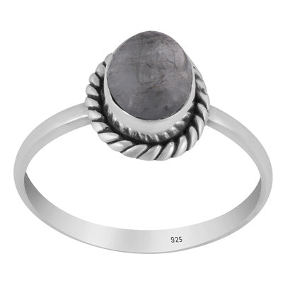 Stunning Twisted Wire Work Around Tourmaline Oval Shape 925 Sterling Solid Silver Ring - R3403404-27