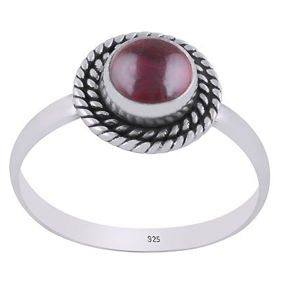 Alluring Twisted Wire Work Around Garnet Round Shape 925 Sterling Solid Silver Ring - R3403406-2