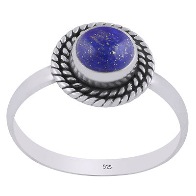Alluring Twisted Wire Work Around Lapis Round Shape 925 Sterling Solid Silver Ring - R3403406-6