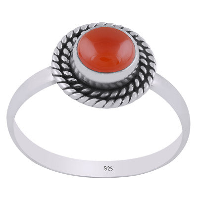 Alluring Twisted Wire Work Around Carnelian Round Shape 925 Sterling Solid Silver Ring - R3403406-7