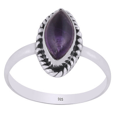 Beautifully Handcrafted Work Around Amethyst Marquise Shape 925 Sterling Solid Silver Ring - R3403408-1