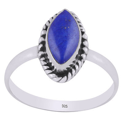Beautifully Handcrafted Work Around Lapis Marquise Shape 925 Sterling Solid Silver Ring - R3403408-6