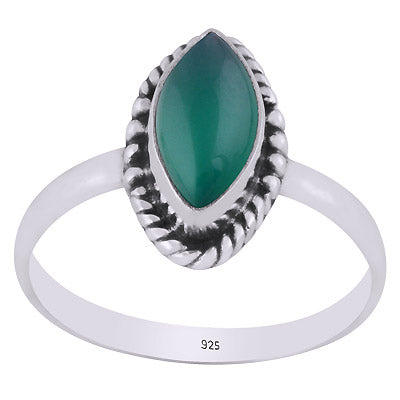 Beautifully Handcrafted Work Around Green Onyx Marquise Shape 925 Sterling Solid Silver Ring - R3403408-8