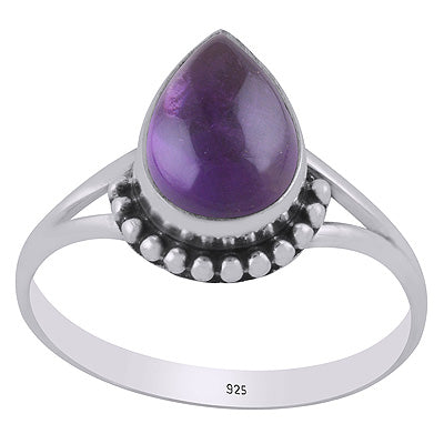 Alluring Rawa Work Around Amethyst Pear Shape 925 Sterling Solid Silver Ring - R3403409-1